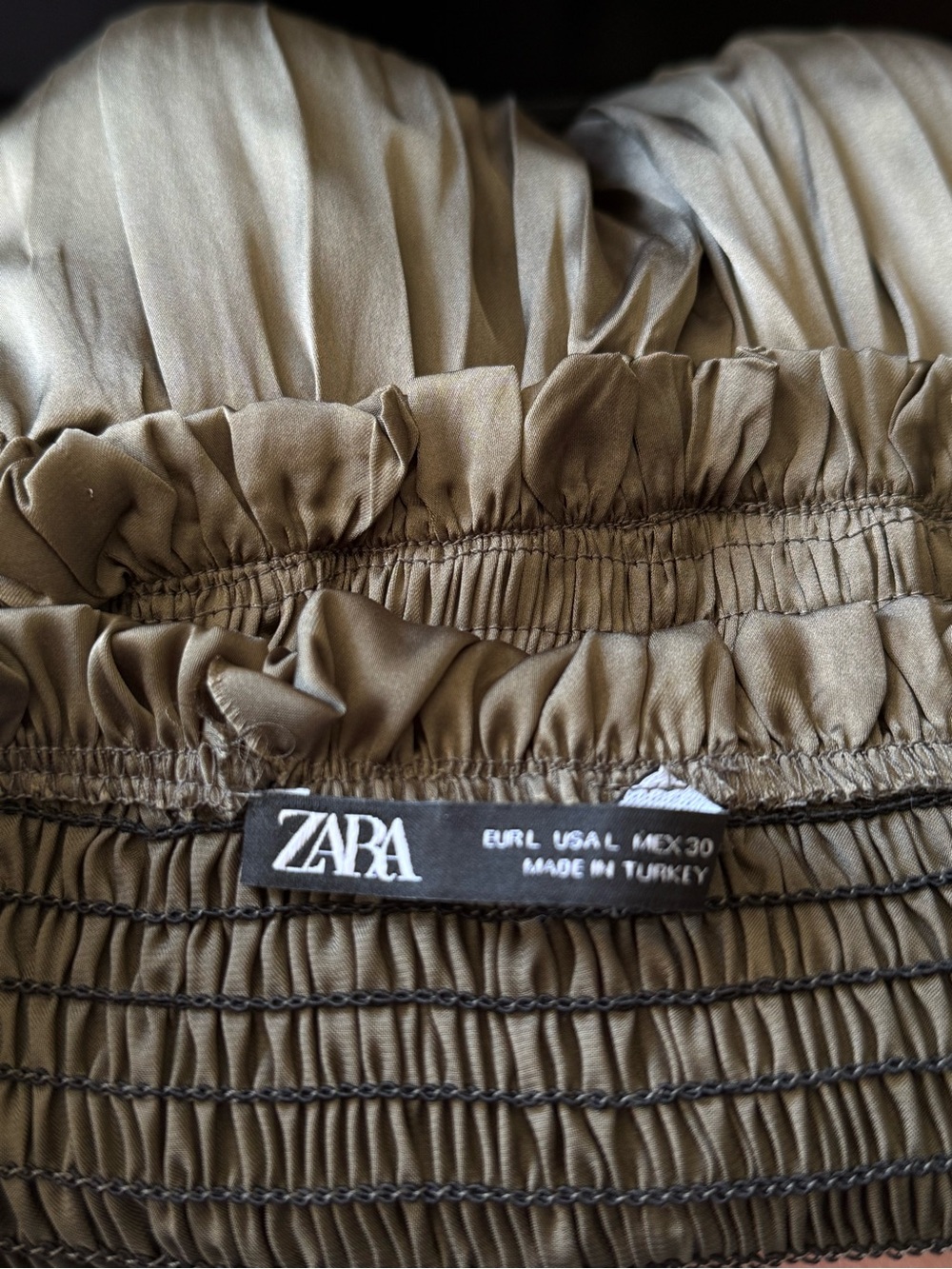 Zara Olive Green Shiny Dress - Picture 9 of 9